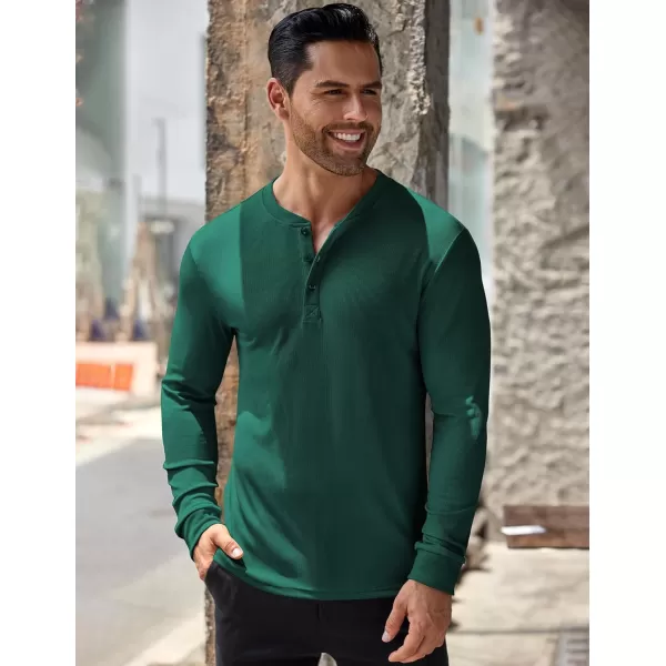 COOFANDY Men's Long Sleeve Henley Shirts Stretch Ribbed T-Shirts Fashion Casual Basic Tops