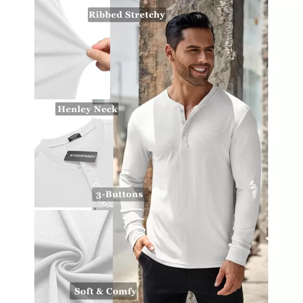 COOFANDY Men's Long Sleeve Henley Shirts Stretch Ribbed T-Shirts Fashion Casual Basic Tops