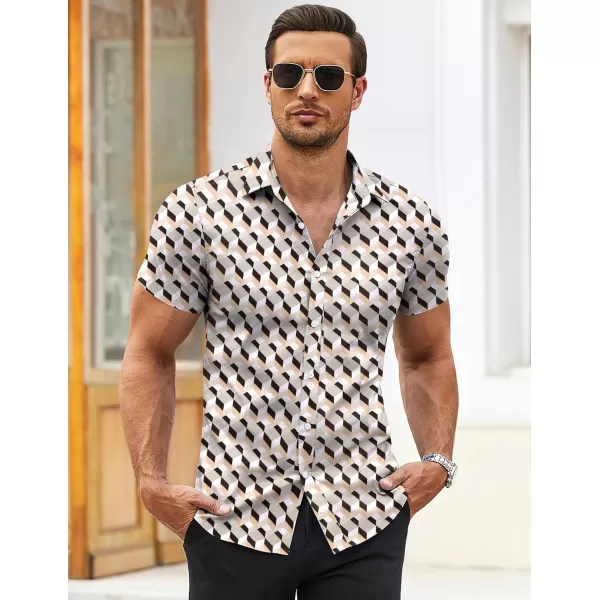 COOFANDY Men's Muscle Fit Dress Shirts Wrinkle-Free Short Sleeve Casual Button Down Shirt