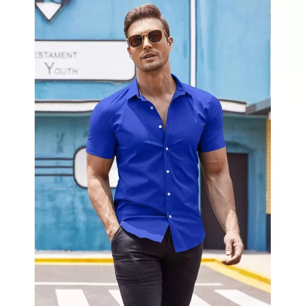 COOFANDY Men's Muscle Fit Dress Shirts Wrinkle-Free Short Sleeve Casual Button Down Shirt