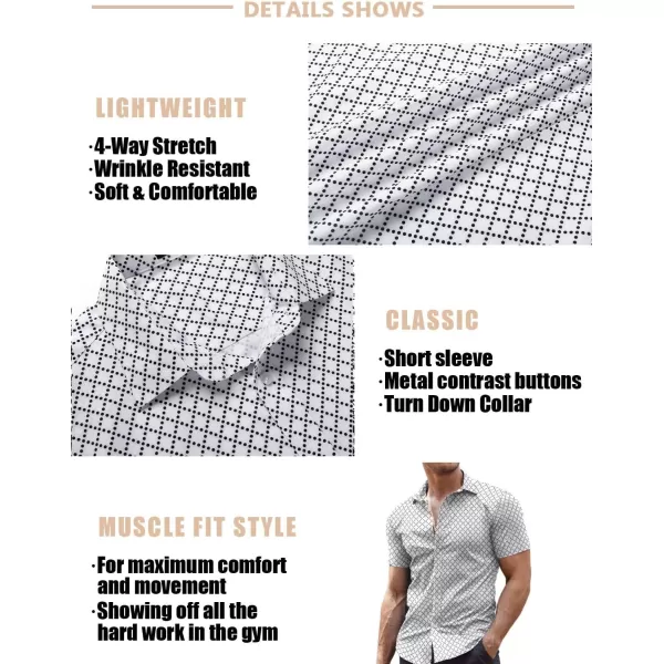 COOFANDY Men's Muscle Fit Dress Shirts Wrinkle-Free Short Sleeve Casual Button Down Shirt