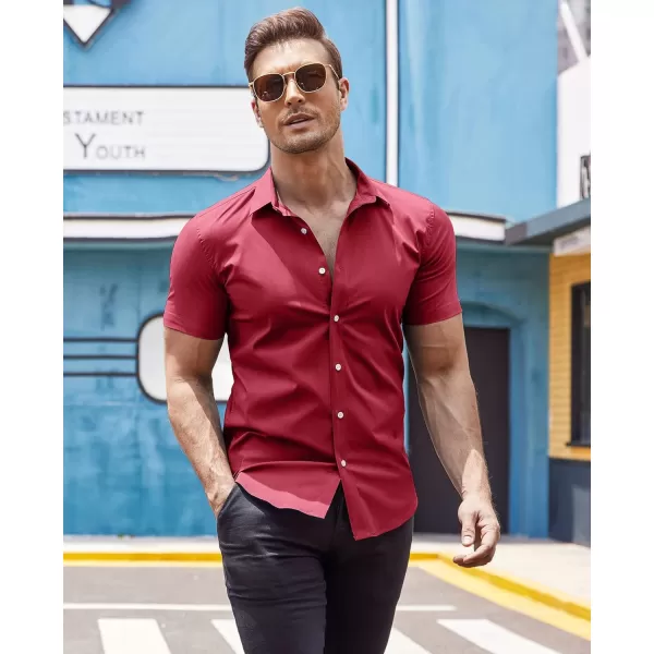 COOFANDY Men's Muscle Fit Dress Shirts Wrinkle-Free Short Sleeve Casual Button Down Shirt