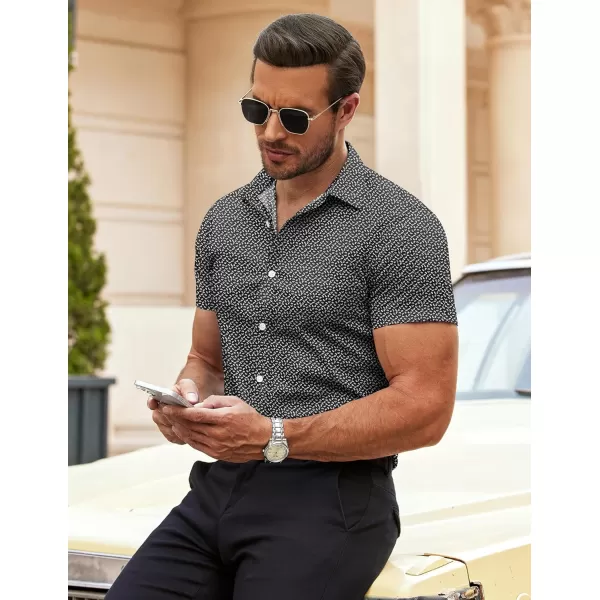 COOFANDY Men's Muscle Fit Dress Shirts Wrinkle-Free Short Sleeve Casual Button Down Shirt