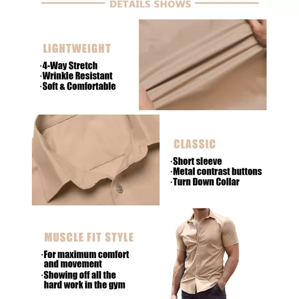 COOFANDY Men's Muscle Fit Dress Shirts Wrinkle-Free Short Sleeve Casual Button Down Shirt