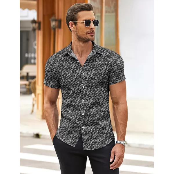 COOFANDY Men's Muscle Fit Dress Shirts Wrinkle-Free Short Sleeve Casual Button Down Shirt