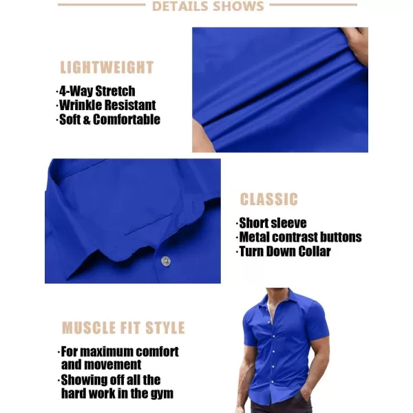 COOFANDY Men's Muscle Fit Dress Shirts Wrinkle-Free Short Sleeve Casual Button Down Shirt