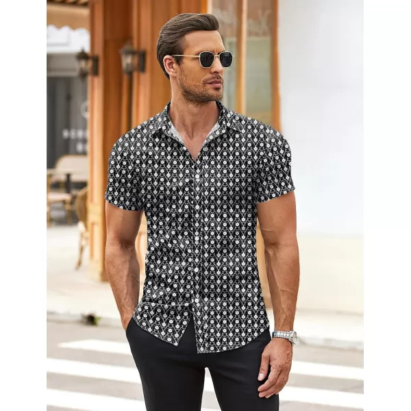 COOFANDY Men's Muscle Fit Dress Shirts Wrinkle-Free Short Sleeve Casual Button Down Shirt