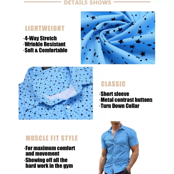 COOFANDY Men's Muscle Fit Dress Shirts Wrinkle-Free Short Sleeve Casual Button Down Shirt