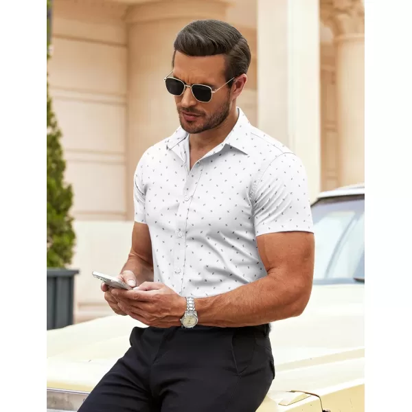 COOFANDY Men's Muscle Fit Dress Shirts Wrinkle-Free Short Sleeve Casual Button Down Shirt