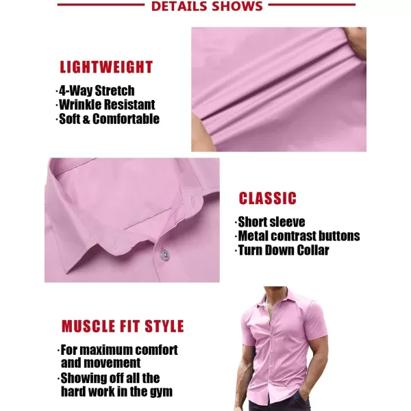 COOFANDY Men's Muscle Fit Dress Shirts Wrinkle-Free Short Sleeve Casual Button Down Shirt