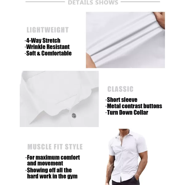 COOFANDY Men's Muscle Fit Dress Shirts Wrinkle-Free Short Sleeve Casual Button Down Shirt