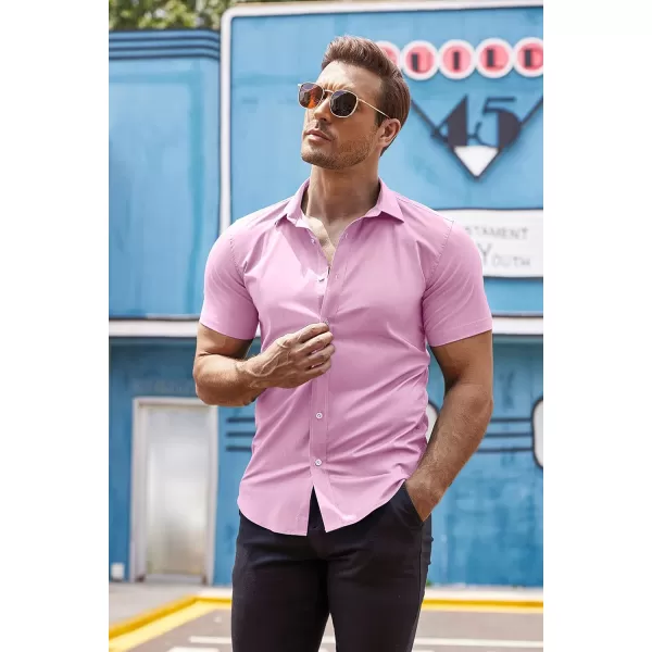 COOFANDY Men's Muscle Fit Dress Shirts Wrinkle-Free Short Sleeve Casual Button Down Shirt