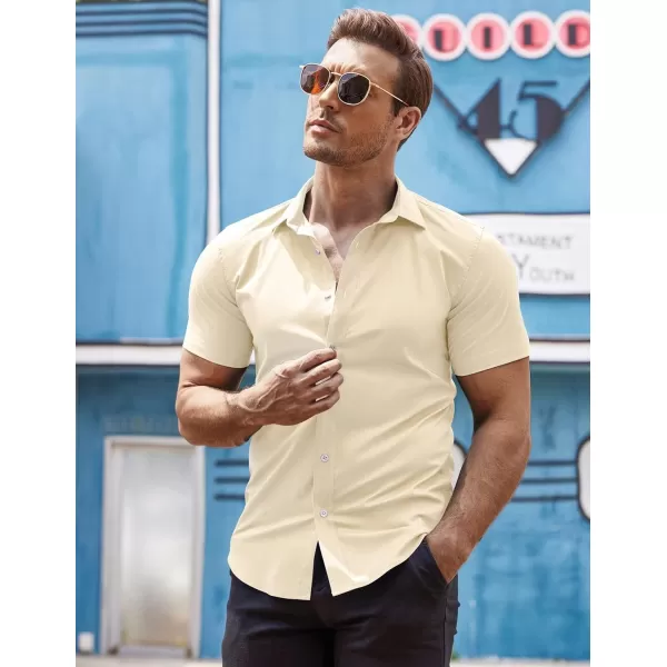 COOFANDY Men's Muscle Fit Dress Shirts Wrinkle-Free Short Sleeve Casual Button Down Shirt