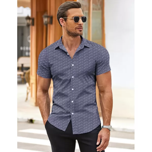 COOFANDY Men's Muscle Fit Dress Shirts Wrinkle-Free Short Sleeve Casual Button Down Shirt