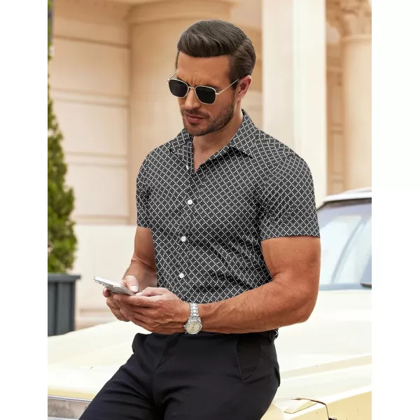 COOFANDY Men's Muscle Fit Dress Shirts Wrinkle-Free Short Sleeve Casual Button Down Shirt