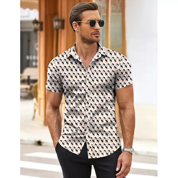 COOFANDY Men's Muscle Fit Dress Shirts Wrinkle-Free Short Sleeve Casual Button Down Shirt