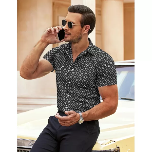 COOFANDY Men's Muscle Fit Dress Shirts Wrinkle-Free Short Sleeve Casual Button Down Shirt