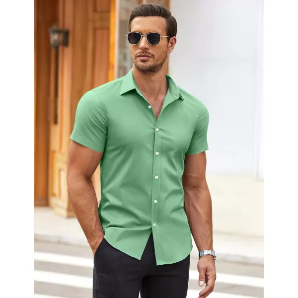 COOFANDY Men's Muscle Fit Dress Shirts Wrinkle-Free Short Sleeve Casual Button Down Shirt