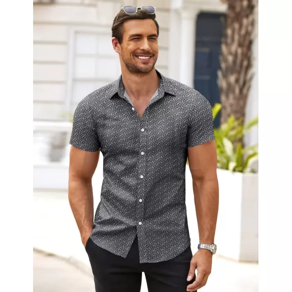 COOFANDY Men's Muscle Fit Dress Shirts Wrinkle-Free Short Sleeve Casual Button Down Shirt