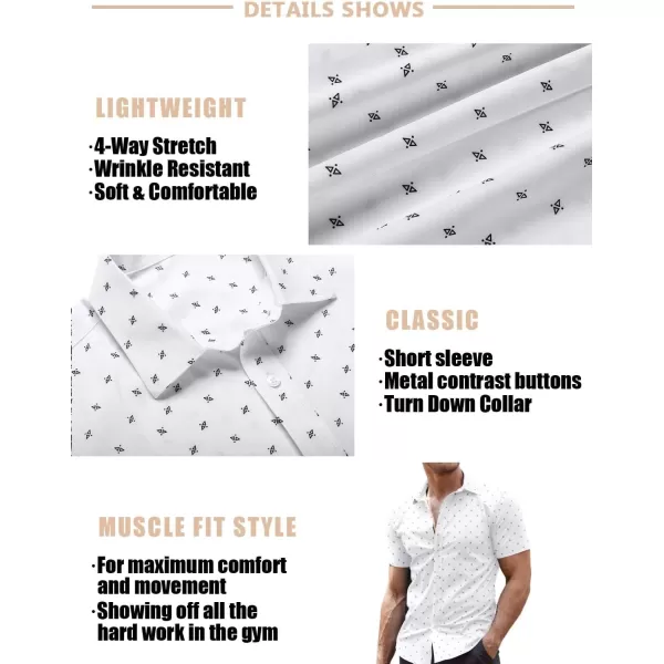 COOFANDY Men's Muscle Fit Dress Shirts Wrinkle-Free Short Sleeve Casual Button Down Shirt