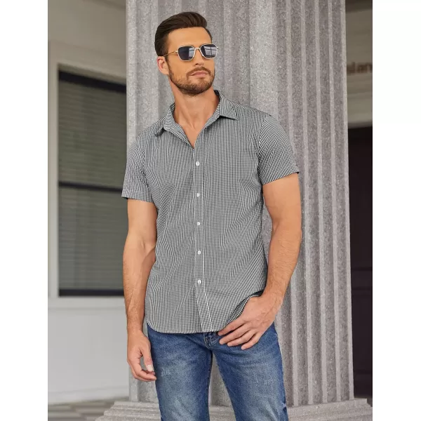 COOFANDY Men's Muscle Fit Dress Shirts Wrinkle-Free Short Sleeve Casual Button Down Shirt