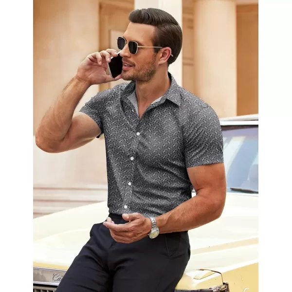 COOFANDY Men's Muscle Fit Dress Shirts Wrinkle-Free Short Sleeve Casual Button Down Shirt