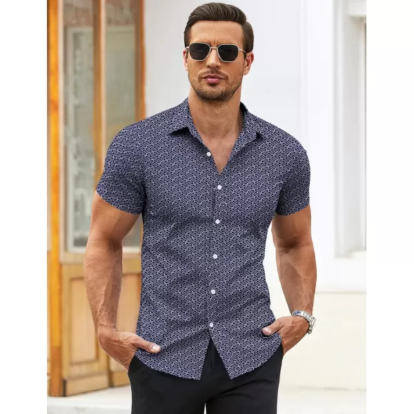 COOFANDY Men's Muscle Fit Dress Shirts Wrinkle-Free Short Sleeve Casual Button Down Shirt