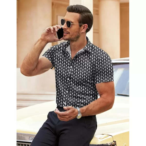 COOFANDY Men's Muscle Fit Dress Shirts Wrinkle-Free Short Sleeve Casual Button Down Shirt
