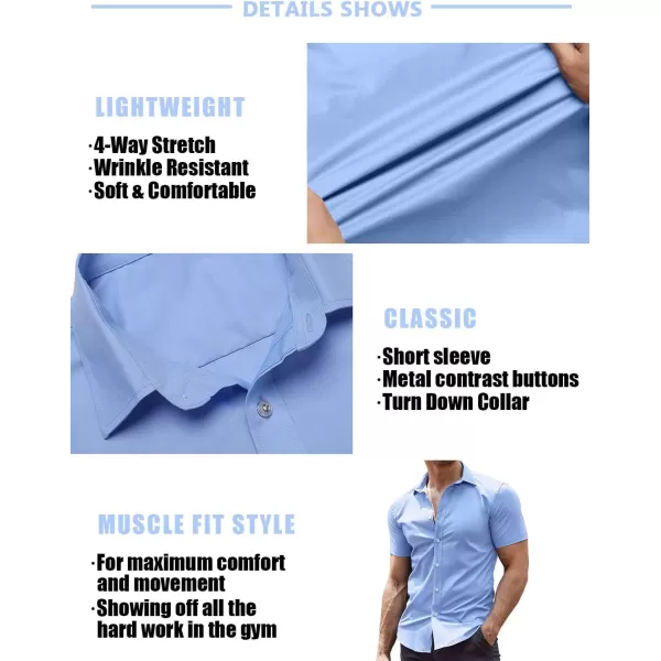 COOFANDY Men's Muscle Fit Dress Shirts Wrinkle-Free Short Sleeve Casual Button Down Shirt