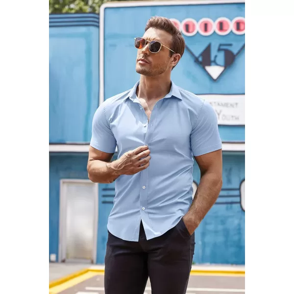 COOFANDY Men's Muscle Fit Dress Shirts Wrinkle-Free Short Sleeve Casual Button Down Shirt
