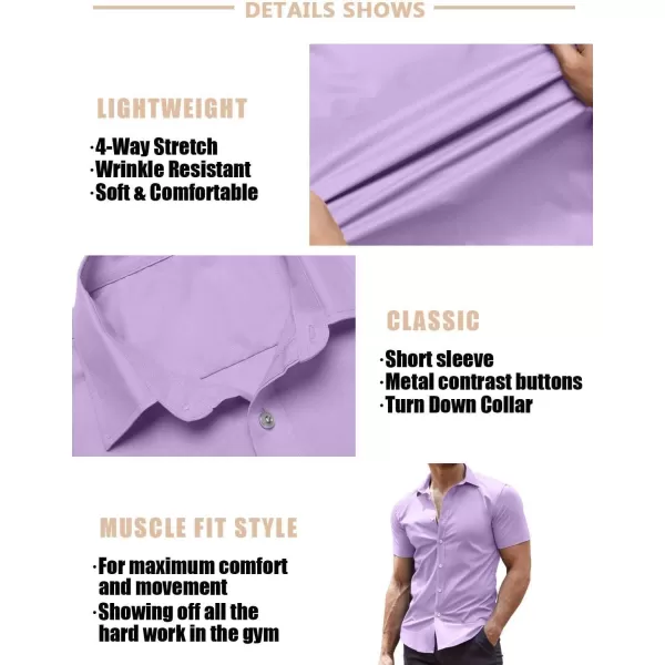 COOFANDY Men's Muscle Fit Dress Shirts Wrinkle-Free Short Sleeve Casual Button Down Shirt