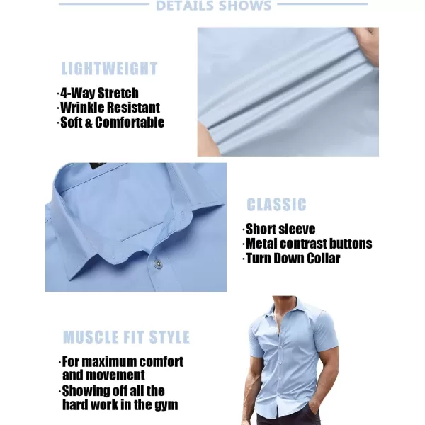COOFANDY Men's Muscle Fit Dress Shirts Wrinkle-Free Short Sleeve Casual Button Down Shirt