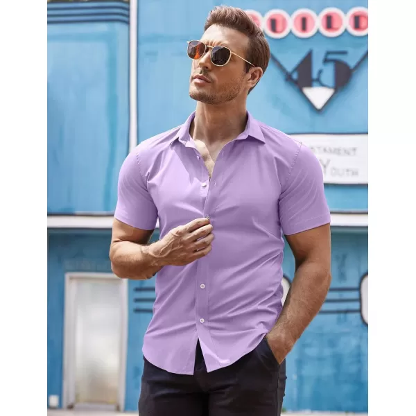 COOFANDY Men's Muscle Fit Dress Shirts Wrinkle-Free Short Sleeve Casual Button Down Shirt