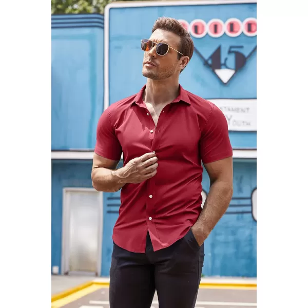 COOFANDY Men's Muscle Fit Dress Shirts Wrinkle-Free Short Sleeve Casual Button Down Shirt