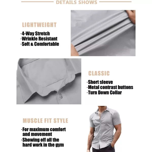 COOFANDY Men's Muscle Fit Dress Shirts Wrinkle-Free Short Sleeve Casual Button Down Shirt