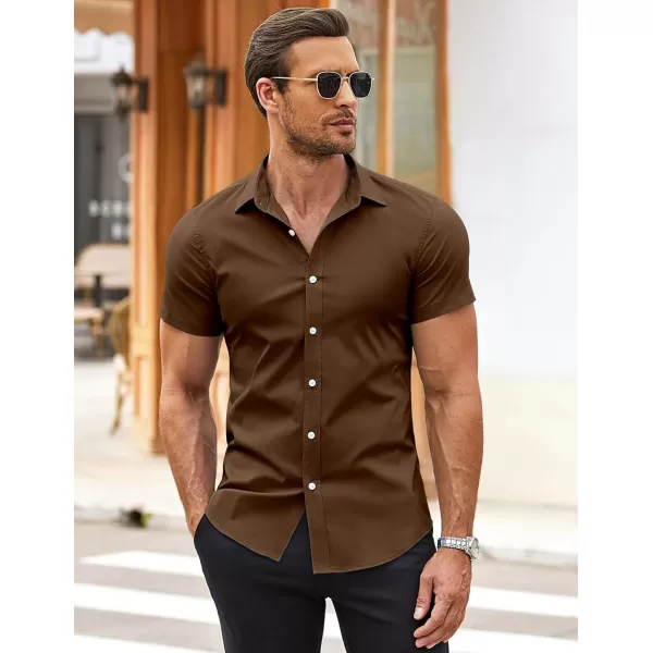 COOFANDY Men's Muscle Fit Dress Shirts Wrinkle-Free Short Sleeve Casual Button Down Shirt