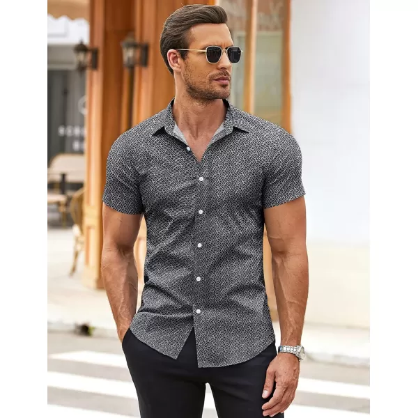 COOFANDY Men's Muscle Fit Dress Shirts Wrinkle-Free Short Sleeve Casual Button Down Shirt