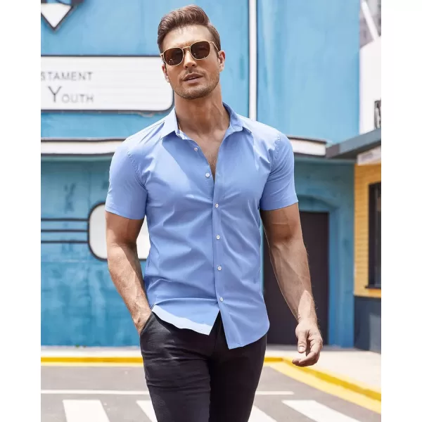 COOFANDY Men's Muscle Fit Dress Shirts Wrinkle-Free Short Sleeve Casual Button Down Shirt