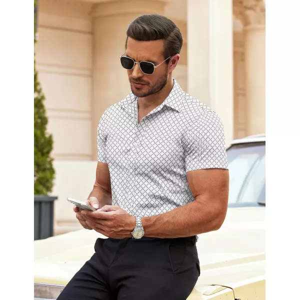 COOFANDY Men's Muscle Fit Dress Shirts Wrinkle-Free Short Sleeve Casual Button Down Shirt