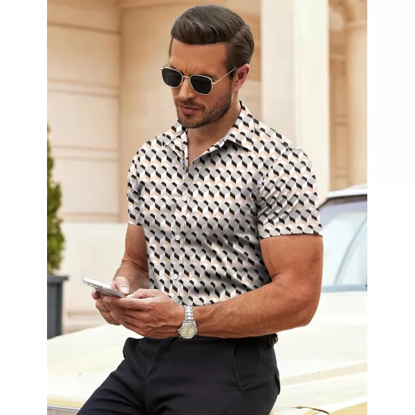 COOFANDY Men's Muscle Fit Dress Shirts Wrinkle-Free Short Sleeve Casual Button Down Shirt