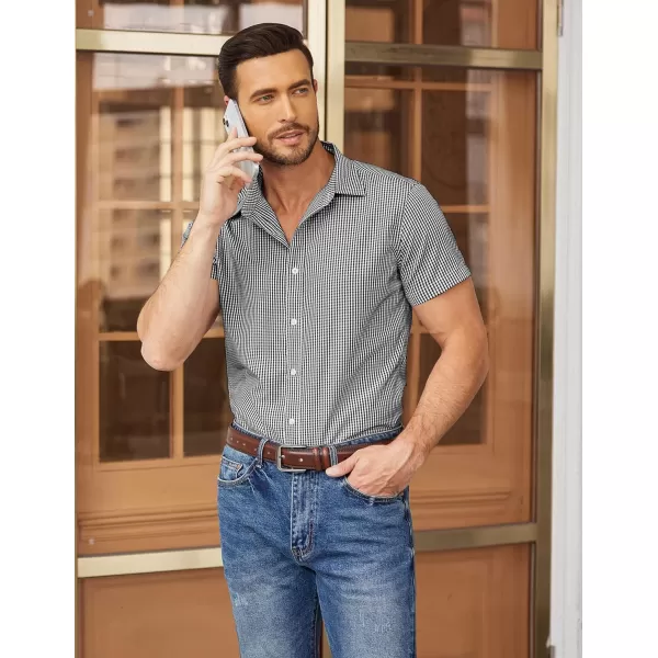 COOFANDY Men's Muscle Fit Dress Shirts Wrinkle-Free Short Sleeve Casual Button Down Shirt