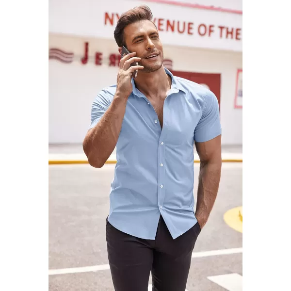 COOFANDY Men's Muscle Fit Dress Shirts Wrinkle-Free Short Sleeve Casual Button Down Shirt