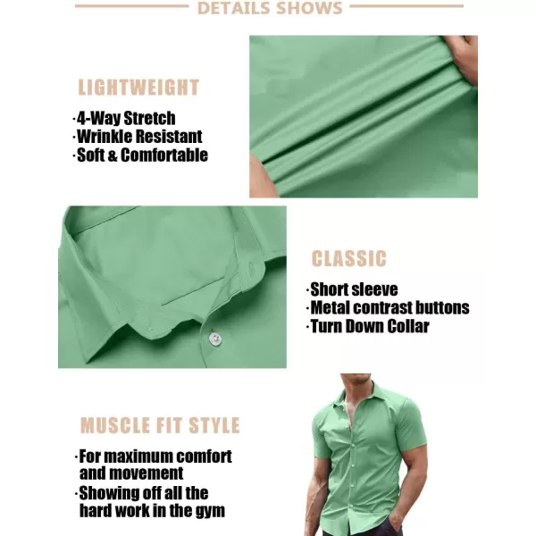 COOFANDY Men's Muscle Fit Dress Shirts Wrinkle-Free Short Sleeve Casual Button Down Shirt