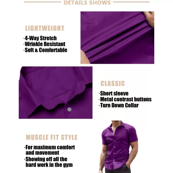 COOFANDY Men's Muscle Fit Dress Shirts Wrinkle-Free Short Sleeve Casual Button Down Shirt