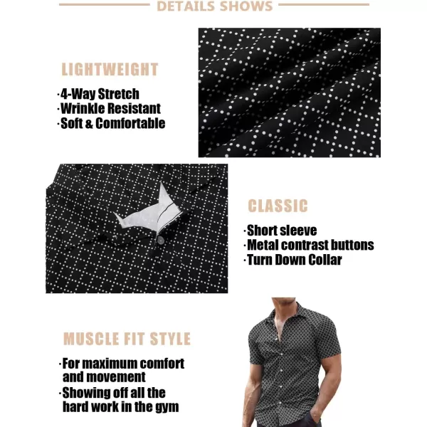 COOFANDY Men's Muscle Fit Dress Shirts Wrinkle-Free Short Sleeve Casual Button Down Shirt
