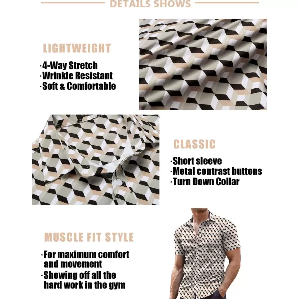 COOFANDY Men's Muscle Fit Dress Shirts Wrinkle-Free Short Sleeve Casual Button Down Shirt