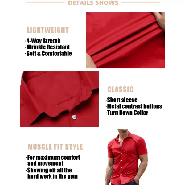 COOFANDY Men's Muscle Fit Dress Shirts Wrinkle-Free Short Sleeve Casual Button Down Shirt