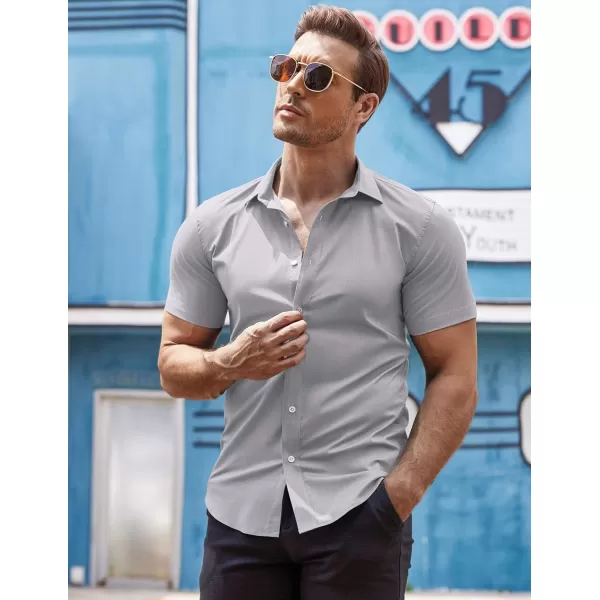 COOFANDY Men's Muscle Fit Dress Shirts Wrinkle-Free Short Sleeve Casual Button Down Shirt