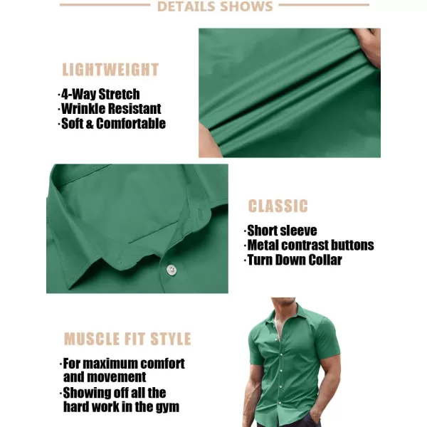 COOFANDY Men's Muscle Fit Dress Shirts Wrinkle-Free Short Sleeve Casual Button Down Shirt