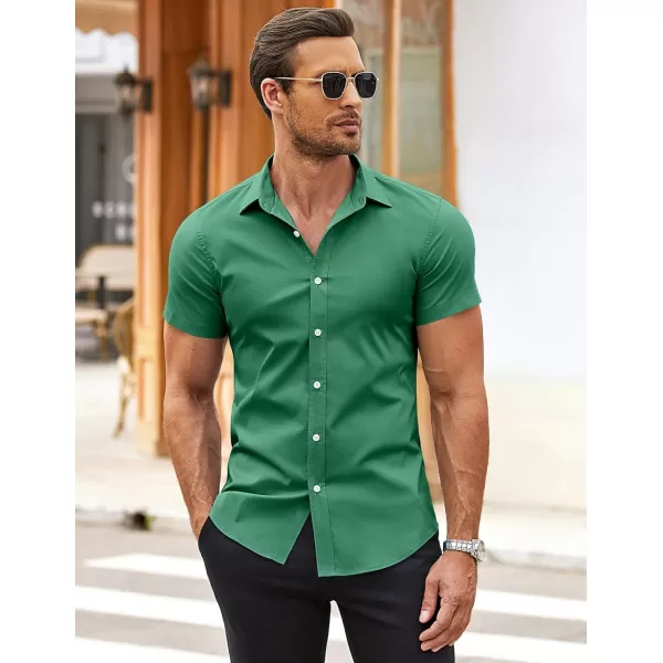 COOFANDY Men's Muscle Fit Dress Shirts Wrinkle-Free Short Sleeve Casual Button Down Shirt